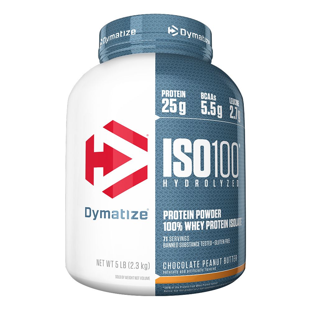 Dymatize ISO 100 Hydrolyzed whey protein isolate, Chocolate Peanut Butter, 5 LB