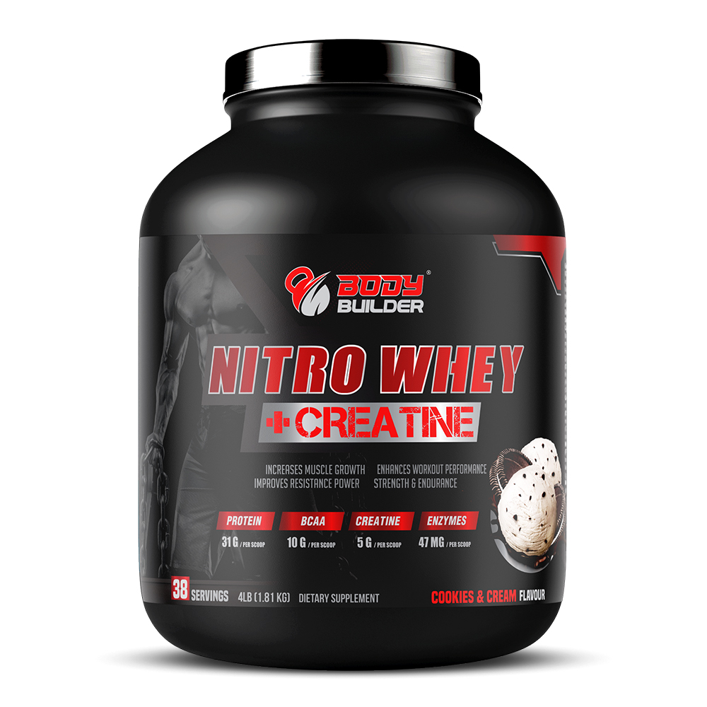 Body Builder Nitro Whey + Creatine, Cookies and Cream, 4 LB