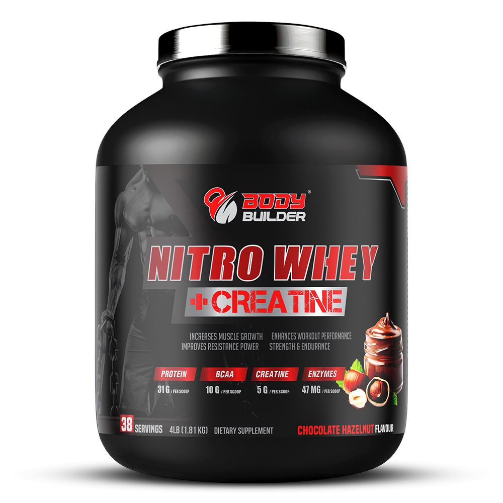 Body Builder Nitro Whey + Creatine, Hazelnut, 4 LB