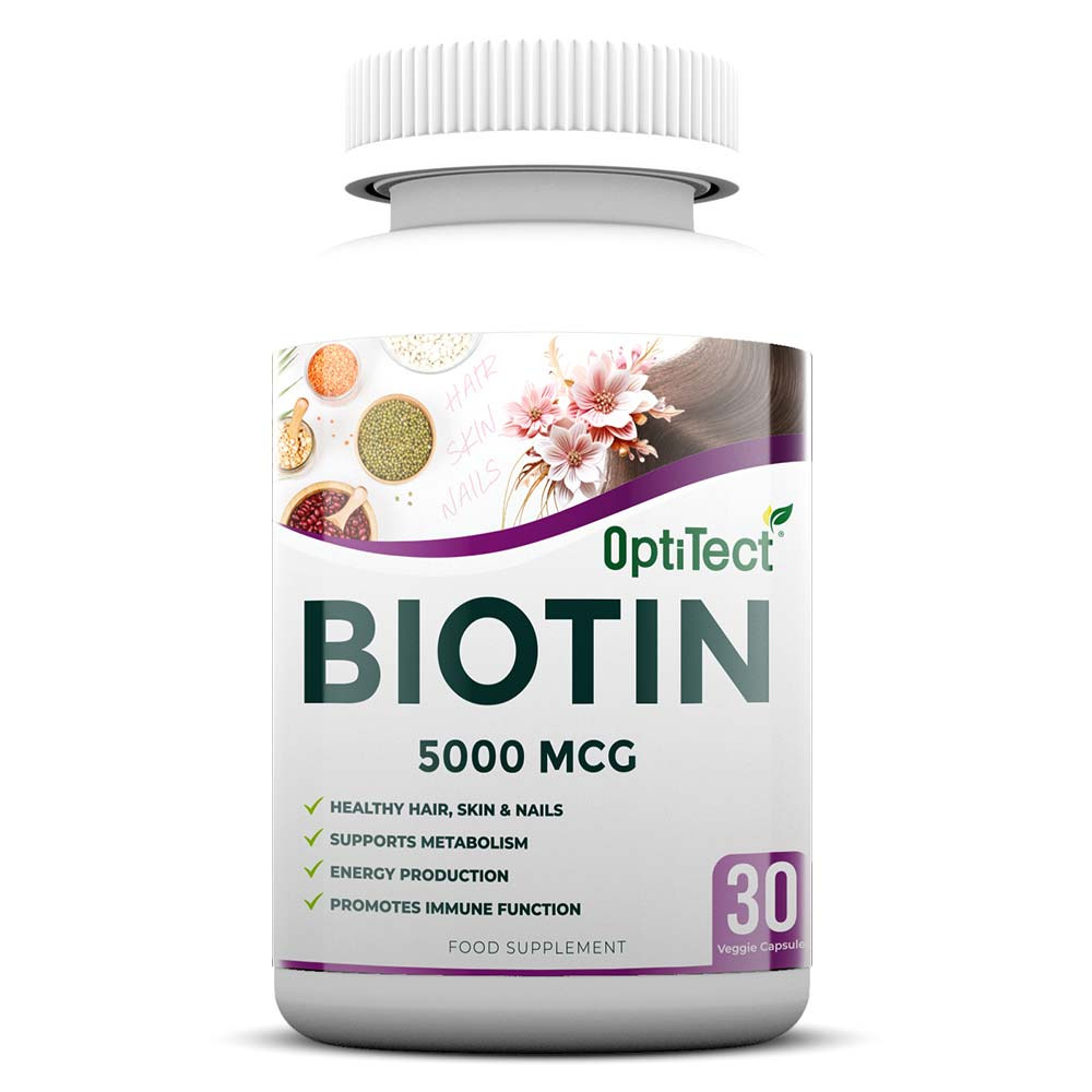 Optitect Biotin 5000 Mcg, Unflavored, 30 Veggie Capsules