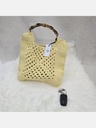 Light Yellow Crochet Tote Top Handle Handbag