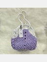 Purple and White Crochet Bucket Handbag