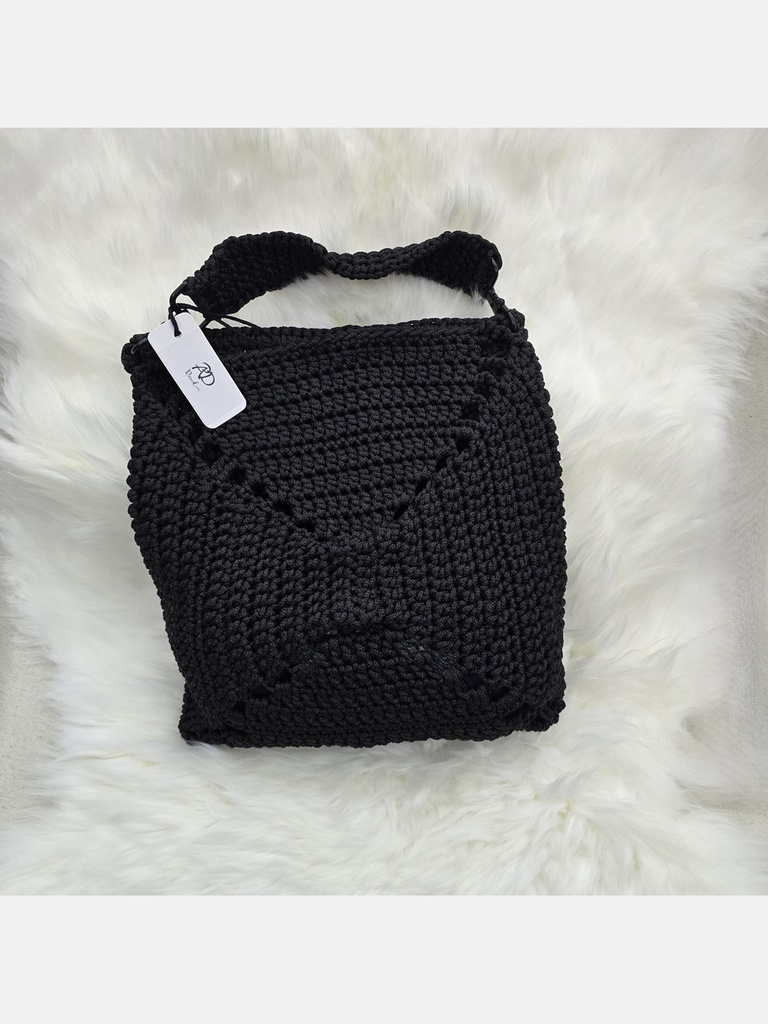 Black Crochet Tote Handbag