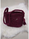 Maroon Red Cross Crochet Handbag