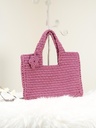 Purple Crochet Handbag with Flower Detail
