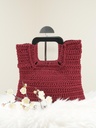 Maroon Bag with Black Square Wooden Handles
