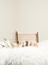 Beige Clutch with Wooden Frame and Leather Lock