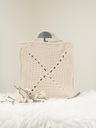 Cream Crochet Handbag with Cross Pattern and Marble-like Handle