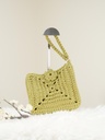Olive Green Crochet Handbag with Floral Knot Detail and Strap
