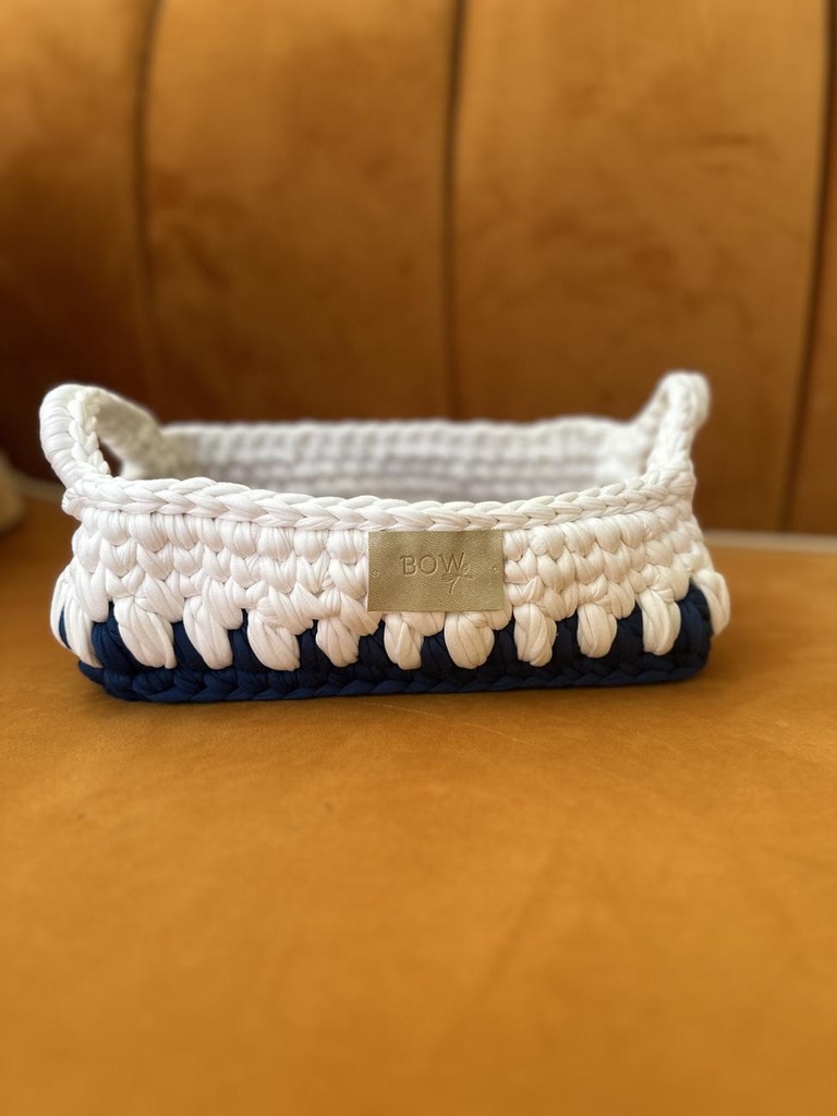 Blue and White Crochet Basket