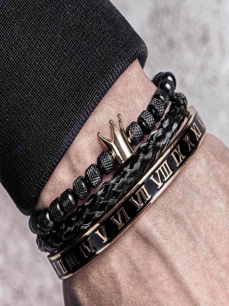 Regalia Noir Bracelet Stack Luxury Titanum Steel- 1012