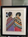 hand-embroidered portrait in cross stitch