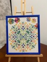 لوحة تطريز يدوي بزخرفة دائرية وزهور ملونة