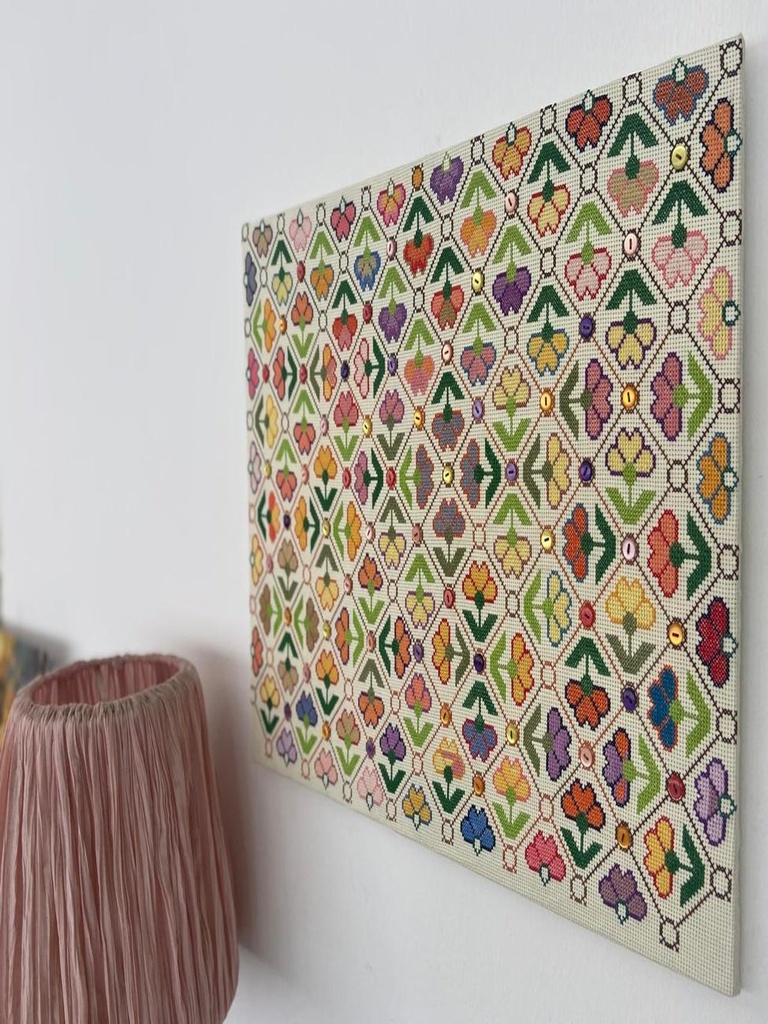 Repetitive Traditional Floral Motifs Embroidery.