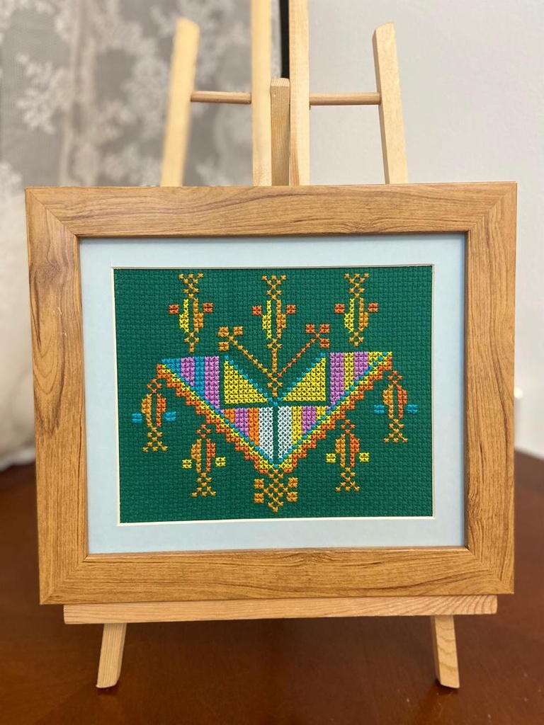 "Traditional Palestinian Motif with Fish Symbol