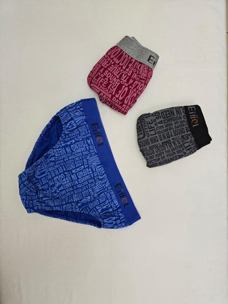 3 pieces 3 (blue, gray, red) of men’s briefs, made of 95% premium Syrian cotton.