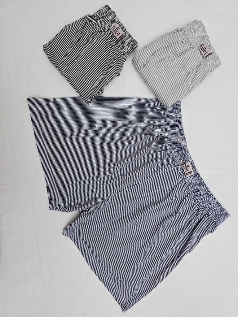 ) of comfortable men’s thin-stripe boxer shorts, knitted from 100% premium Syrian cotton.