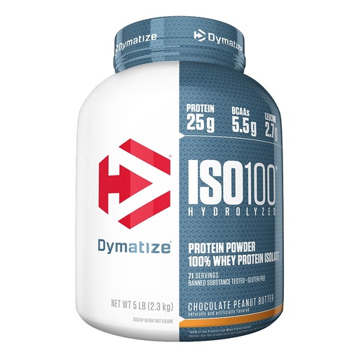 Dymatize ISO 100 Hydrolyzed whey protein isolate, Chocolate Peanut Butter, 5 LB
