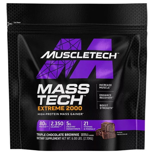 Muscletech Mass Tech Extreme 2000, Triple Chocolate Brownie, 6 LB