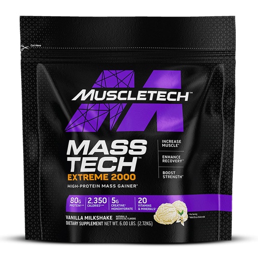 Muscletech Mass Tech Extreme 2000, Vanilla Milkshake, 6 LB