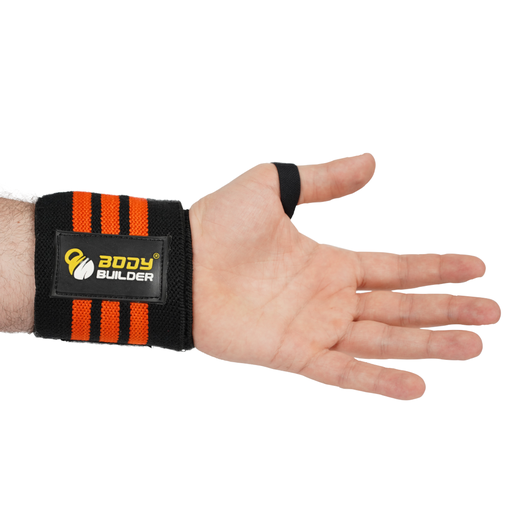 Body Builder Wrist Support, Black & Orange