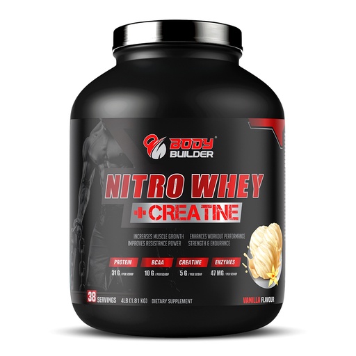 Body Builder Nitro Whey + Creatine, Vanilla, 4 LB