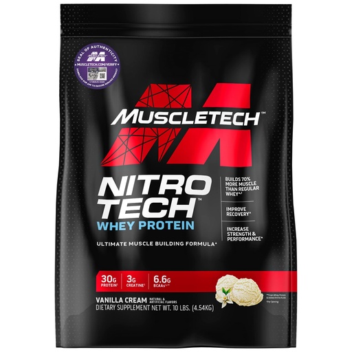 Muscletech Nitro Tech Whey Protein, Vanilla, 10 LB