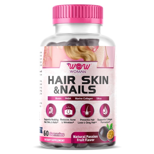 Wow Woman Hair Skin & Nails, Passion Fruit, 60 Gummies