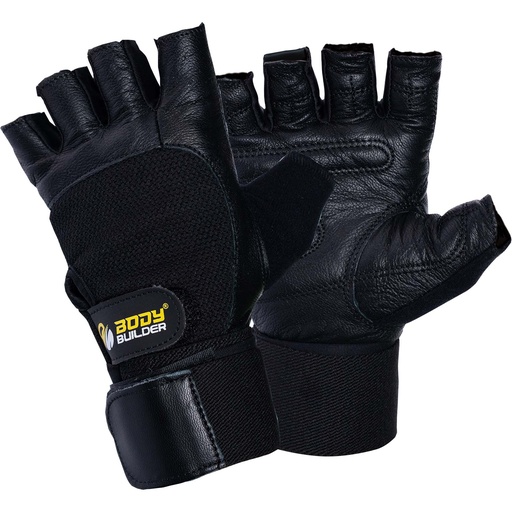 Body Builder Wrist Support Gloves, M, Black