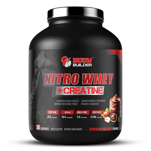 Body Builder Nitro Whey + Creatine, Hazelnut, 4 LB