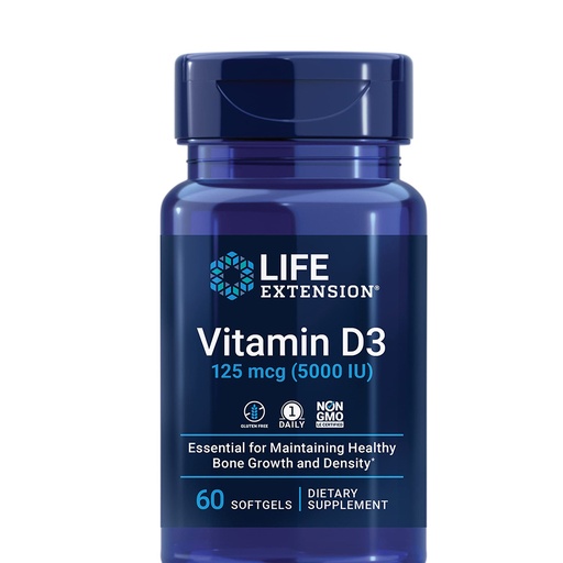 Life Extension Vitamin D3, 60 Softgels, 125 mcg