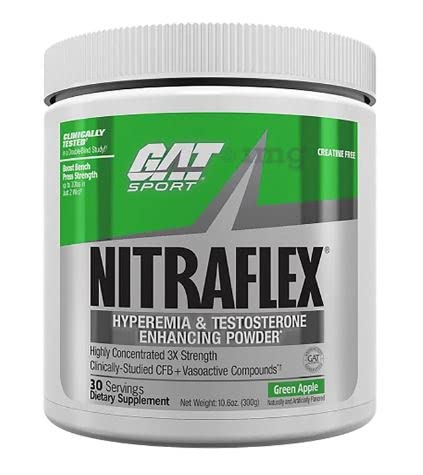 Gat Nitraflex Pre Workout, Green Apple, 30