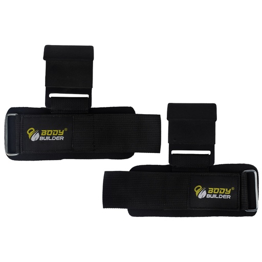 Body Builder Weight Lifting Wraps Hook, Pack of 2 Pcs, Black