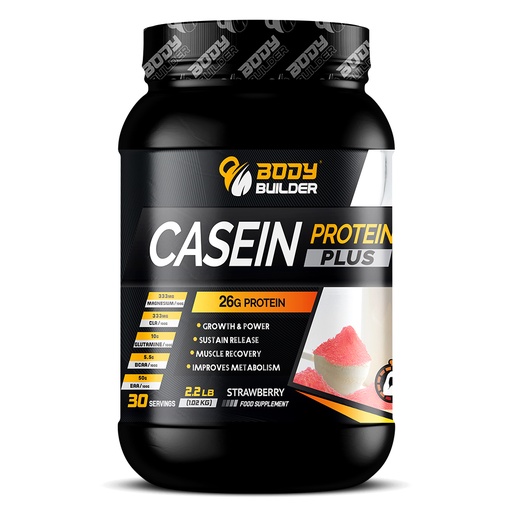 Body Builder Casein Protein Plus, Strawberry, 2.2 LB