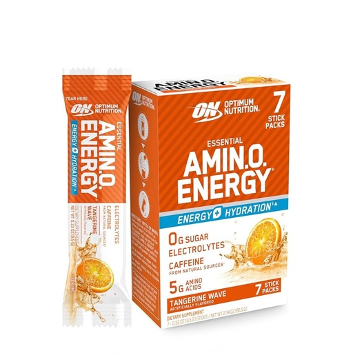 Optimum Nutrition Essential Amino Energy Plus Electrolytes Stick, Tangerine Wave, 7 Packs