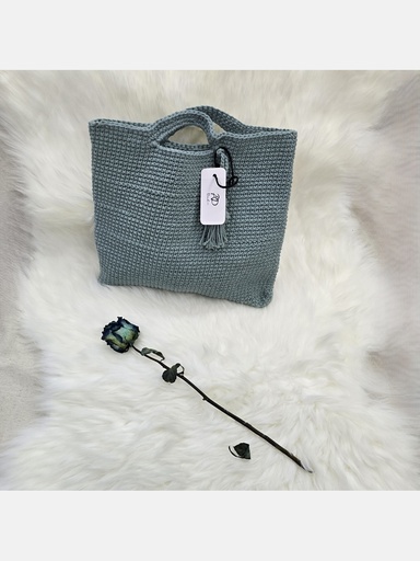 Teal Crochet Tote Handbag
