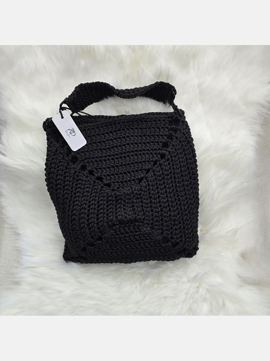Black Crochet Tote Handbag