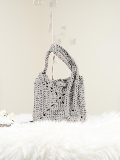 Dark Grey Cross Crochet Handbag