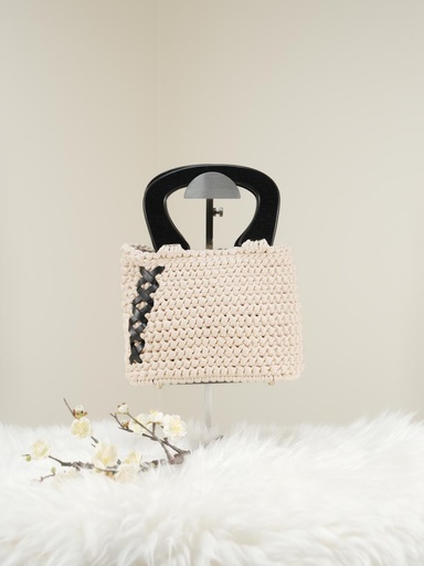 Off-White with Black Wooden Handles & Leather