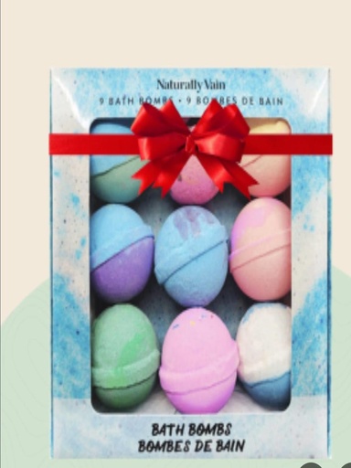 9 Bath Bombs From The Brand "Naturally Vain".