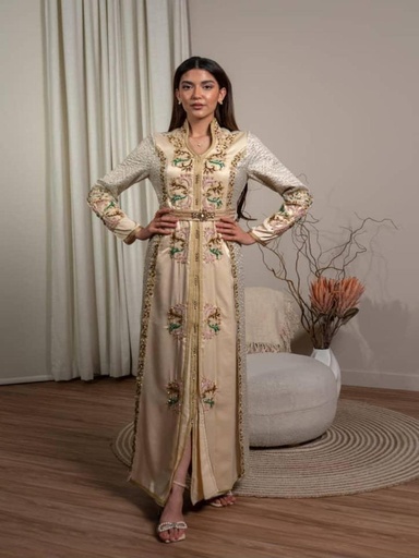 Women's dress with luxurious handmade embroidery