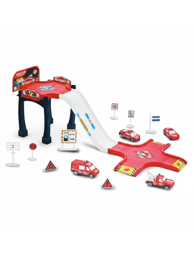 مجموعة لعبة موقف سيارات الإنقاذ – تجميع يدوي (DIY) للأطفال ابتداءً من عمر 3 سنوات